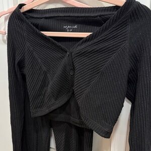 Out From Under Black Ribbed Flare Pants Set